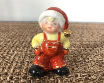 Vintage Christmas Dwarf Figurine, Hand-Painted Ceramic Decor, Karin 94