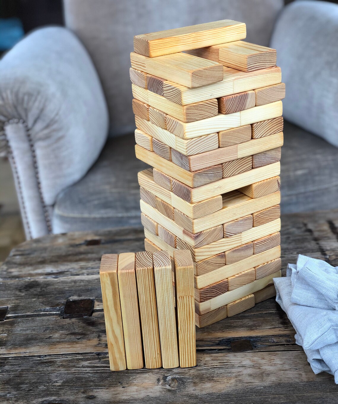 Wooden yard game large Jenga wooden tumbling tower tumbling Etsy