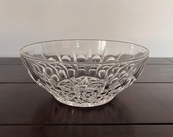 Vintage Cut Glass Fruit Bowl, Clear Crystal Snack Dish (7.8")