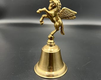Vintage Brass Pegasus Bell, Mythical Winged Horse Desk Bell, Collectible Brass Bell, Greek Mythology Decor, Brass Pegasus Statue Bell
