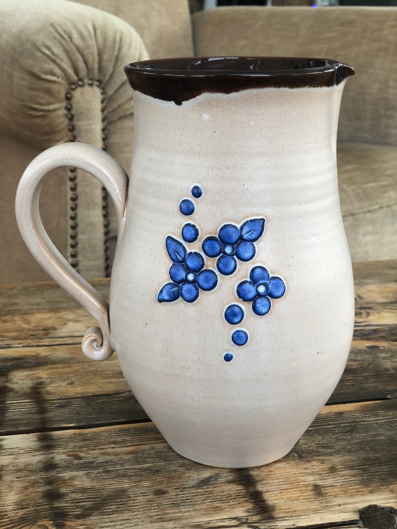 Vintage Pottery Pitcher Handmade Ceramic Pitcher Home Decor Etsy