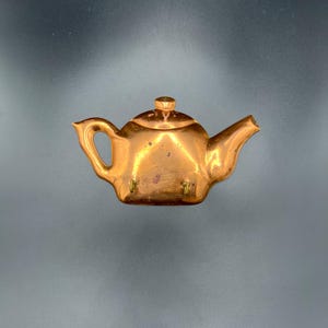 Può includere: Un gancio da parete a forma di teiera color rame, con manico, beccuccio e coperchio. Il gancio ha due piccoli pioli per appendere oggetti. La teiera è in metallo e ha una finitura lucida.