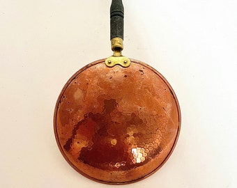 Vintage copper ladle, copper metal spoon, wooden handle ladle for kitchen, metal serving utensils, ladle with hanger