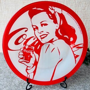 Vintage collectible plate, Coca Cola glass collectors plate, Coke red dinner plate, Original Coca Cola company plate