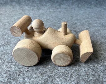 Handmade Wooden Tractor Toy, Wood Bulldozer Toy