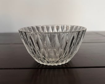 Bol à goûter vintage en verre pressé, porte-objets en cristal transparent