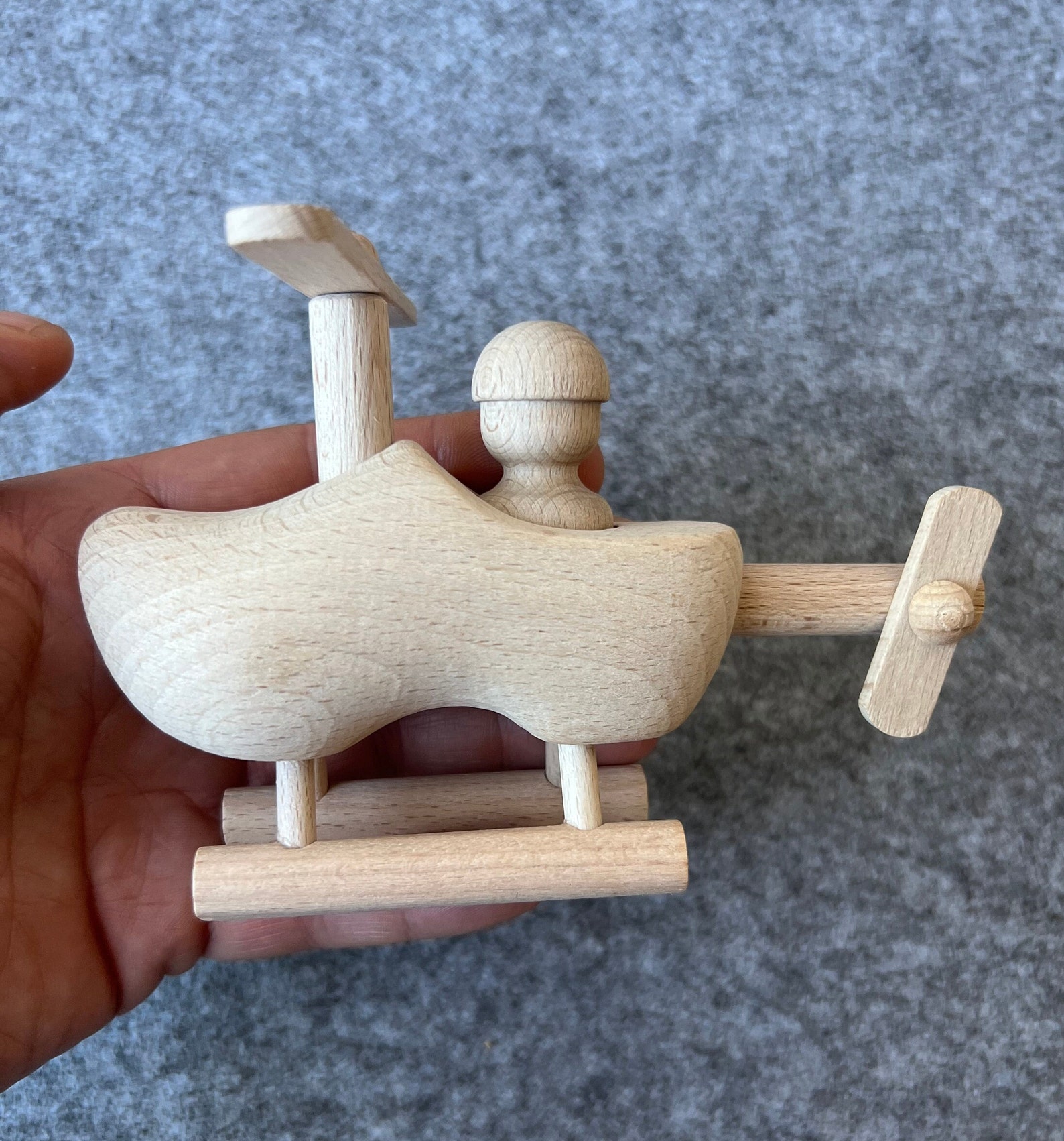 Wooden Helicopter Toy, Handmade Wood Toy Gyroplane, Wooden Aircraft ...