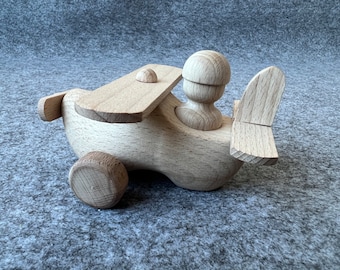 Handmade Wooden Airplane Toy, Ecological Wood Aircraft