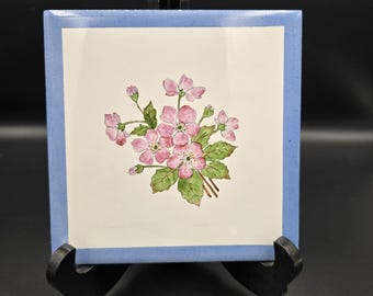 Vintage Niemieckie Malowane Ręcznie Ceramiczne Płytki Artystyczne, Ceramiczne Płytki Ścienne, Dekoracje Kwiatowe