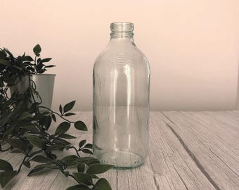 Botella de vidrio vintage, jarrón de recuerdo vintage de 6,1", botella de vidrio transparente, botella coleccionable