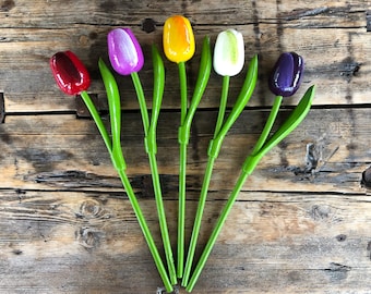 Bouquet Di 9 Tulipani In Legno Dipinti A Mano – Decorazione Eterna Made In Holland
