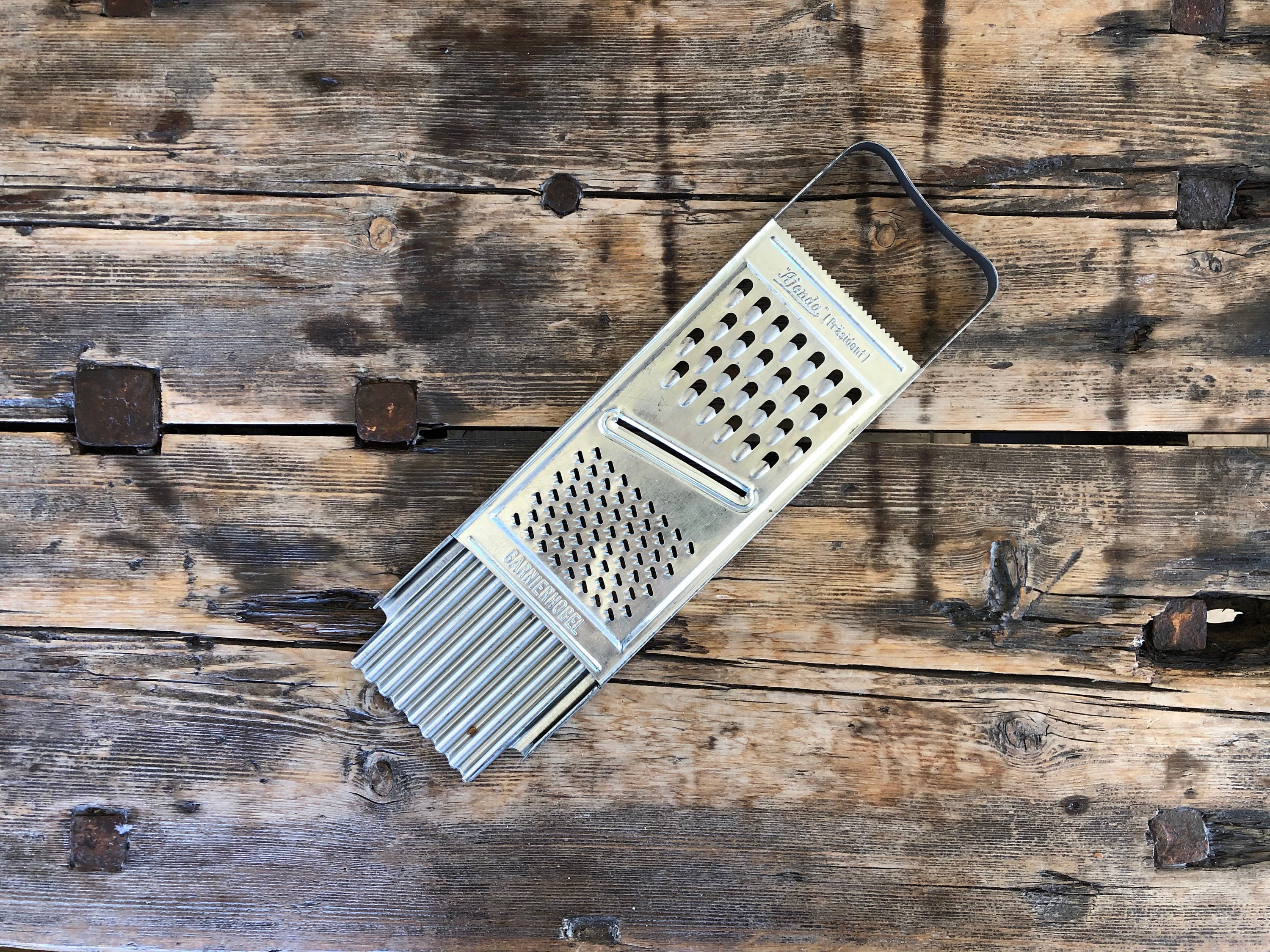 Cheese Grater with Container - Stainless Steel Wood/Silver