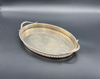 Vintage-Serviertablett, 13,3" versilbertes Snack-Serviertablett, antike Tischplatte aus Metall, Scandia Silver Sweden Tischdekoration