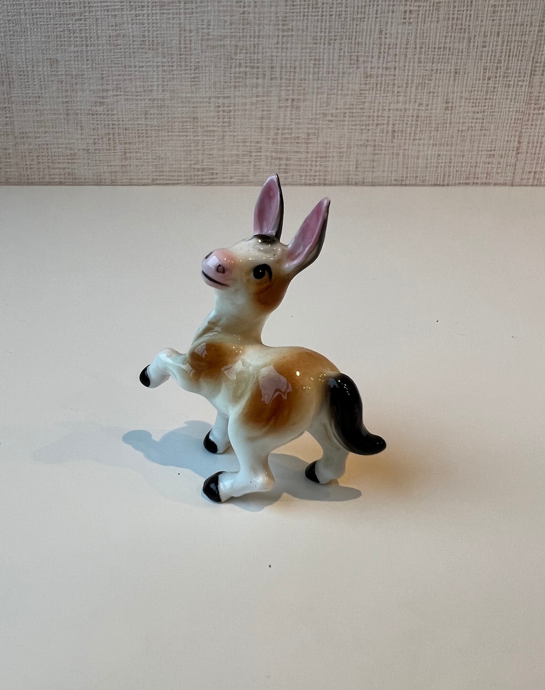 Vintage Donkey Figurine, Porcelain Mini Donkey Statuette, Ceramic