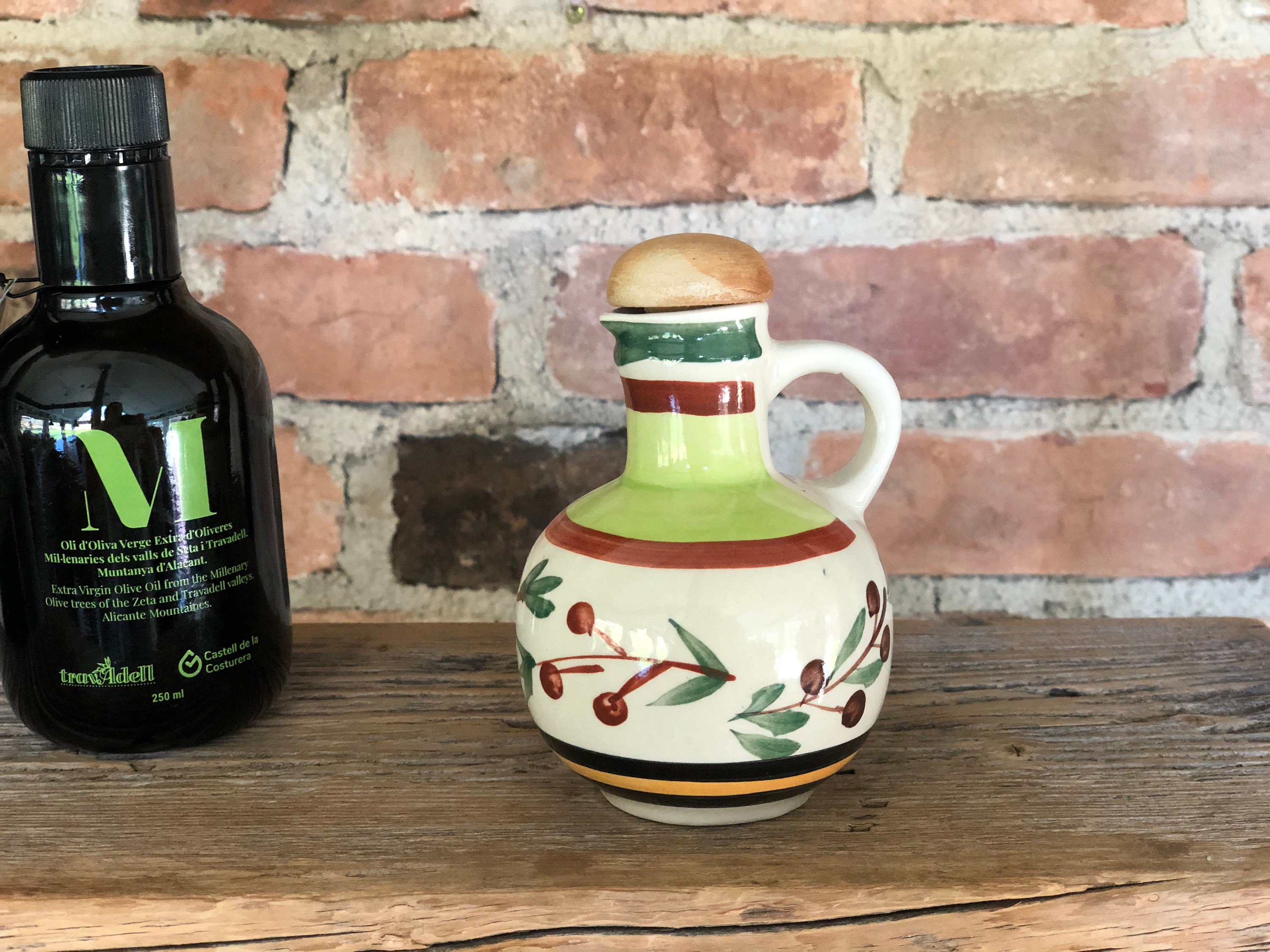 Vintage Olive Oil Bottle Ceramic oil jug Handmade pottery Etsy