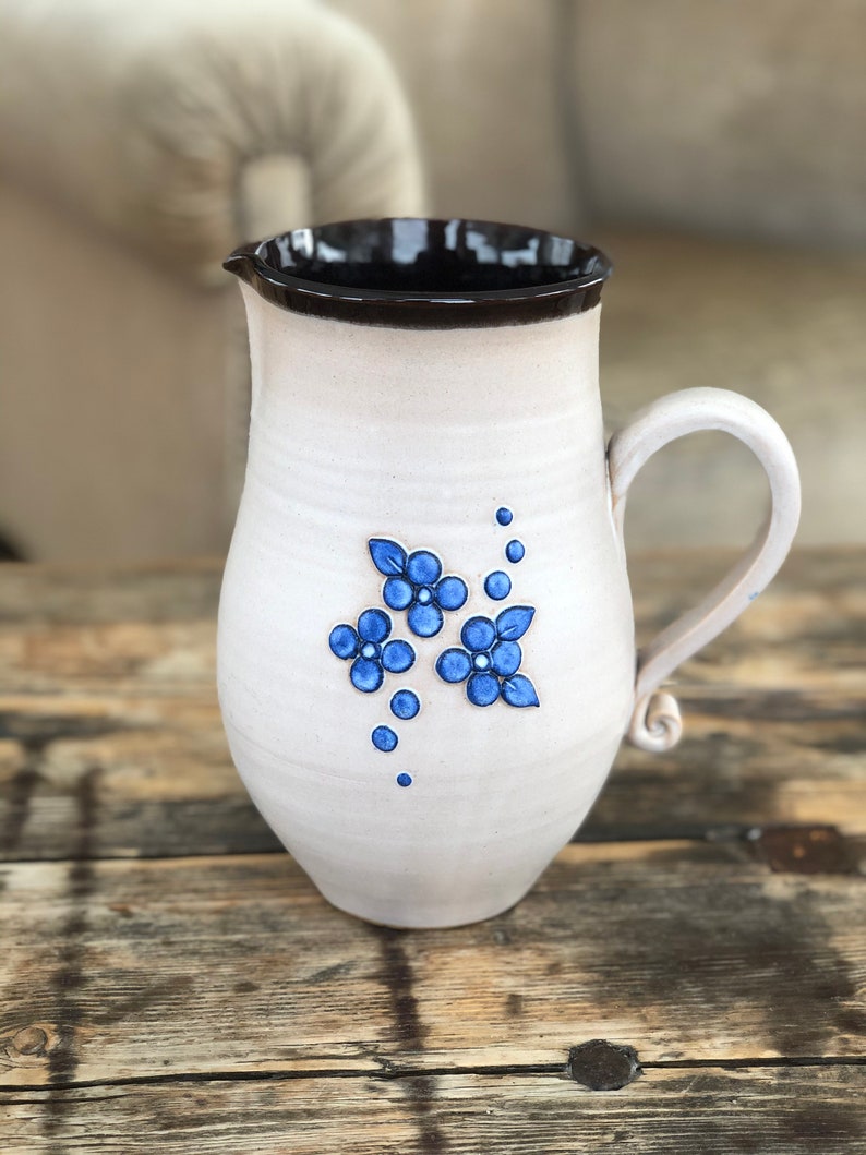 Vintage Pottery Pitcher Handmade Ceramic Pitcher Home Decor Etsy