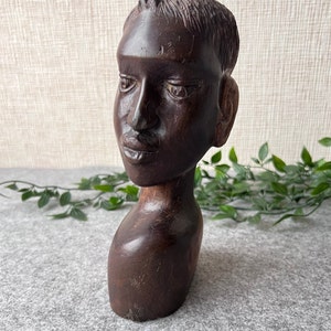 Vintage tribal statue, wooden African decor, hand carved wood figurine, Africa native hardwood statuette