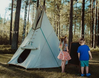 Cheyenne Tipi Tent, 8ft Glamping Teepee, Natural Material