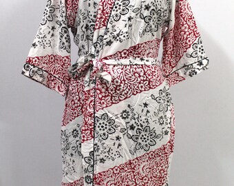 100% Cotton Kimono Robe, Bath Robe Kimono, Bikini Cover up Cotton Kimono, Shower Robe, Floral Pattern Printed, Dressing Gown Beach Robe