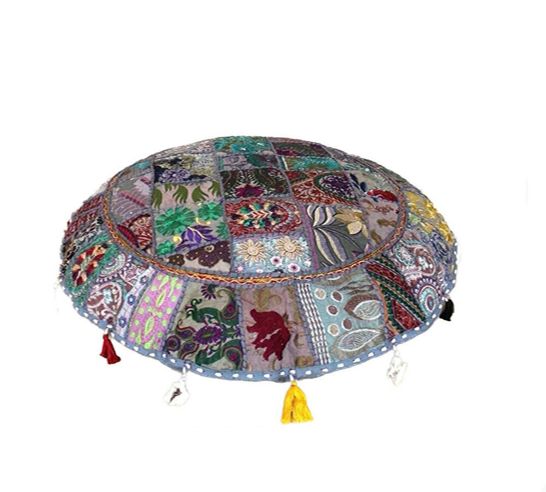 32 Indian Round Pillow Case Decorative Floor Cushion Cover Patchwork