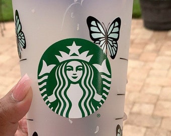 Baby Blue Butterfly Starbucks Confetti Cup