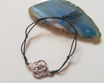 Pulsera de cordón de cuerda elástica con nudo celta negro / joyería de regalo de amistad elástica