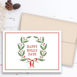 Cartões de Natal em branco - Felizes Dias Holly - Guirlanda Vintage