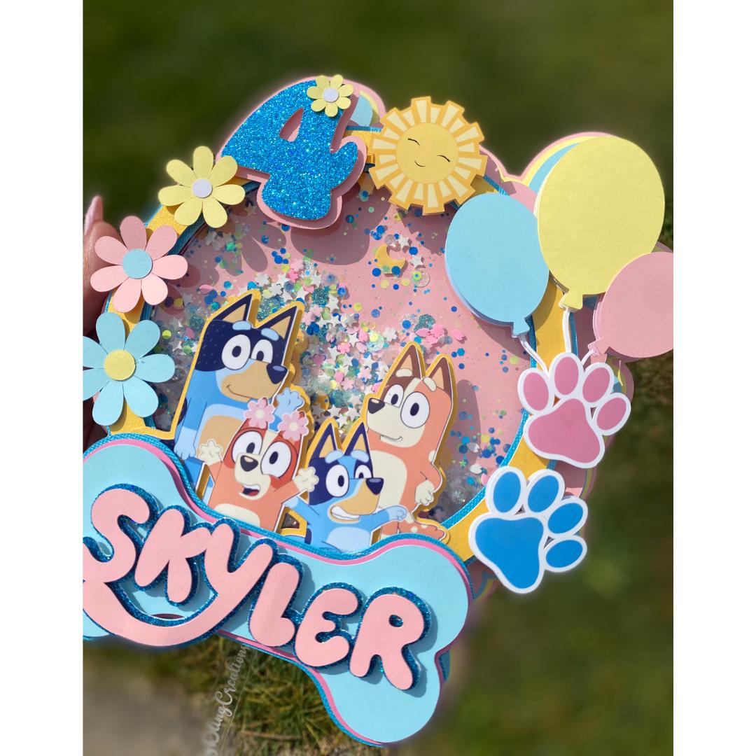 Bluey Inspired pink cake topper