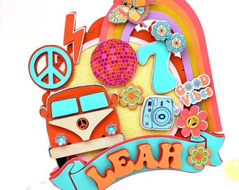 Retro Birthday Cake Topper: Groovy Hippie Vibes