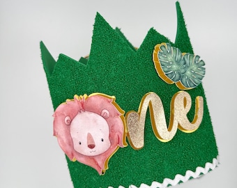 Safari Lion First Birthday Crown, Jungle Theme