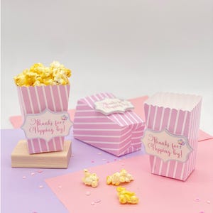 Carnival Birthday Party Popcorn Boxes: Pastel Pink Favor Boxes