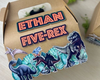 Cajas de cumpleaños de dinosaurio Rex, cajas de fiesta, animales prehistóricos