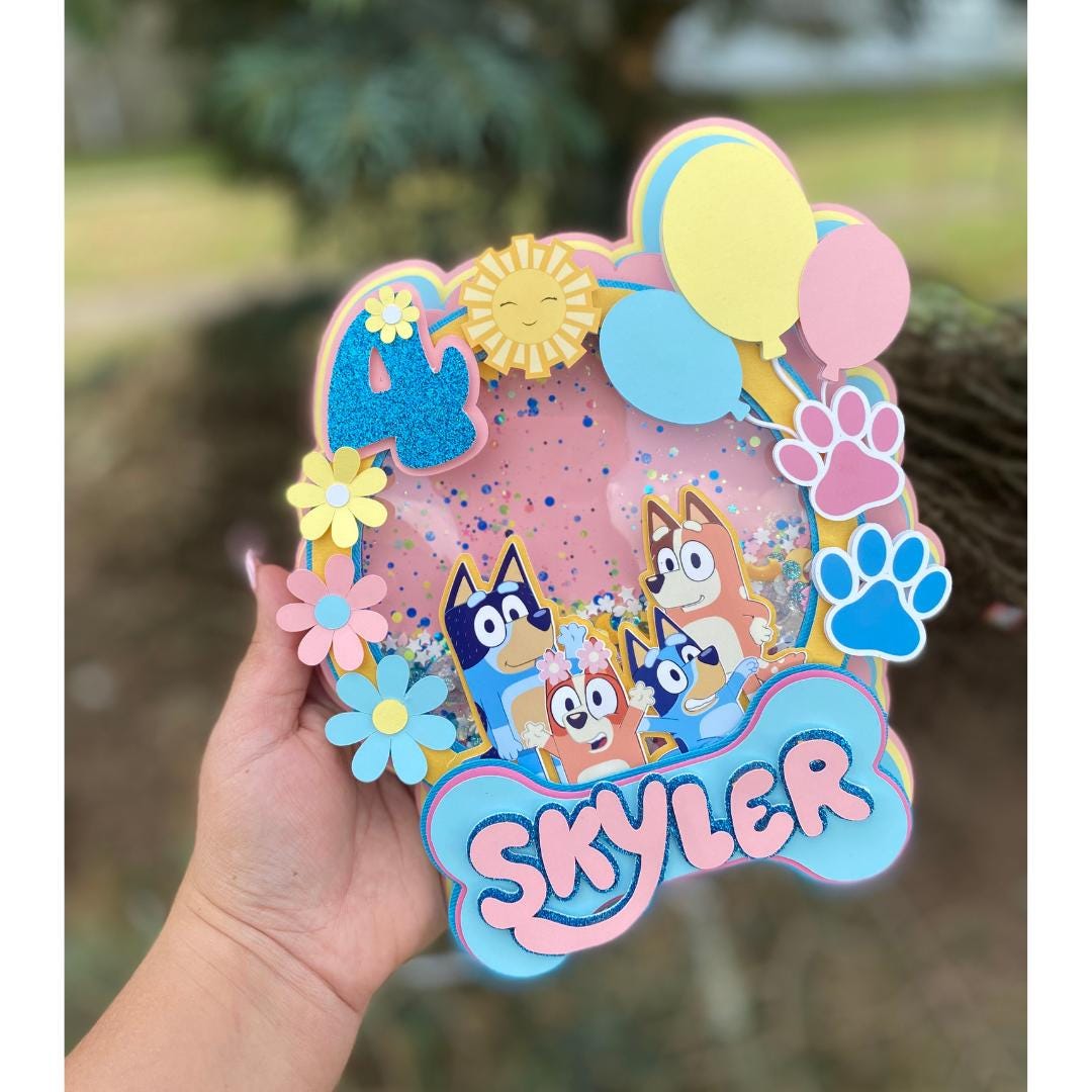 Bluey Inspired pink cake topper