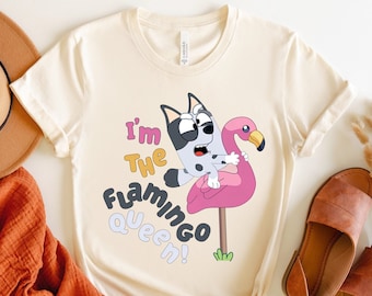 I'm The Flamingo Queen Shirt Disney blue dog Characters,  l m the Flamingo queen Tee Cute Summer Flamingo Tee, Gift for Her