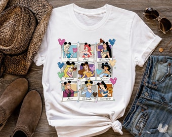 Retro Disney Princess Polaroid Girls Shirt, Disney Family Vacation Shirt, Disney Birthday Shirt, Custom Disney Princess  Shirt