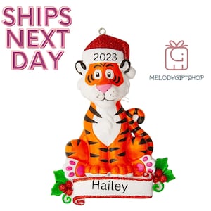 Personalized Tiger Kids Christmas Ornament,Safari Ornament 2024, Kids Ornament 2024