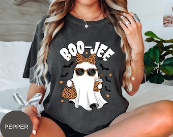 Comfort Colors®Boo-Jee Ghost Shirt,Spooky Party Shirt,Ghost Coffee Shirt,Boojee Shirt,Funny Halloween Tee,Leopard Ghost Tee, Halloween Shirt