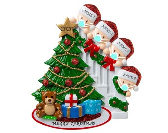 Quarantine Peeking Family Personalized Christmas Ornament
