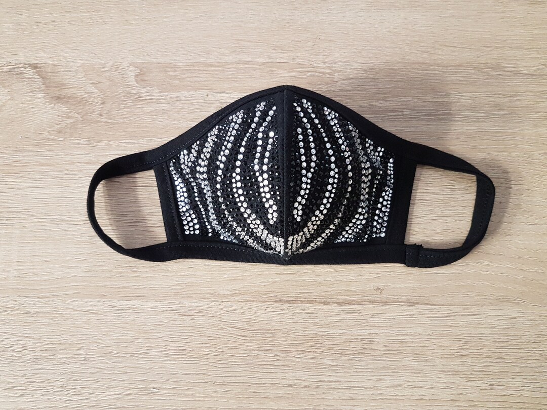 Face Mask Zebra Rhinestone Design Etsy