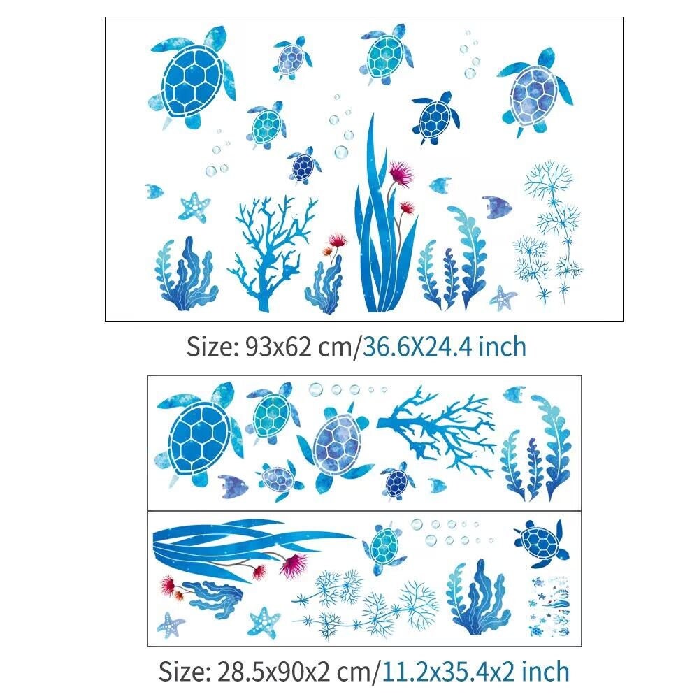 Under Sea World Watercolor Decals Turtle Wall Decal Fish Decal Seagrass