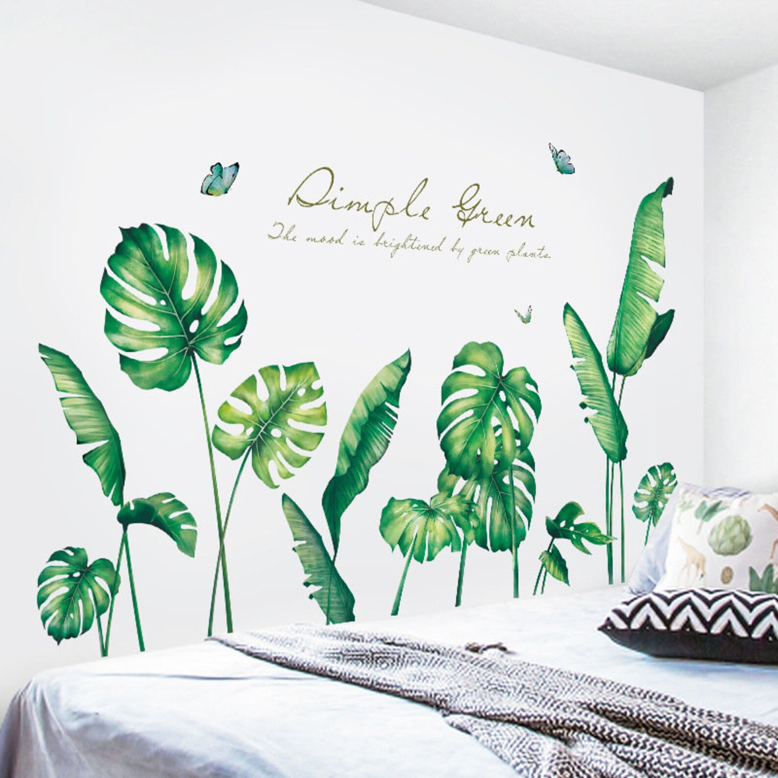 Green plant decalstropical plant wall decalmural sticker Etsy