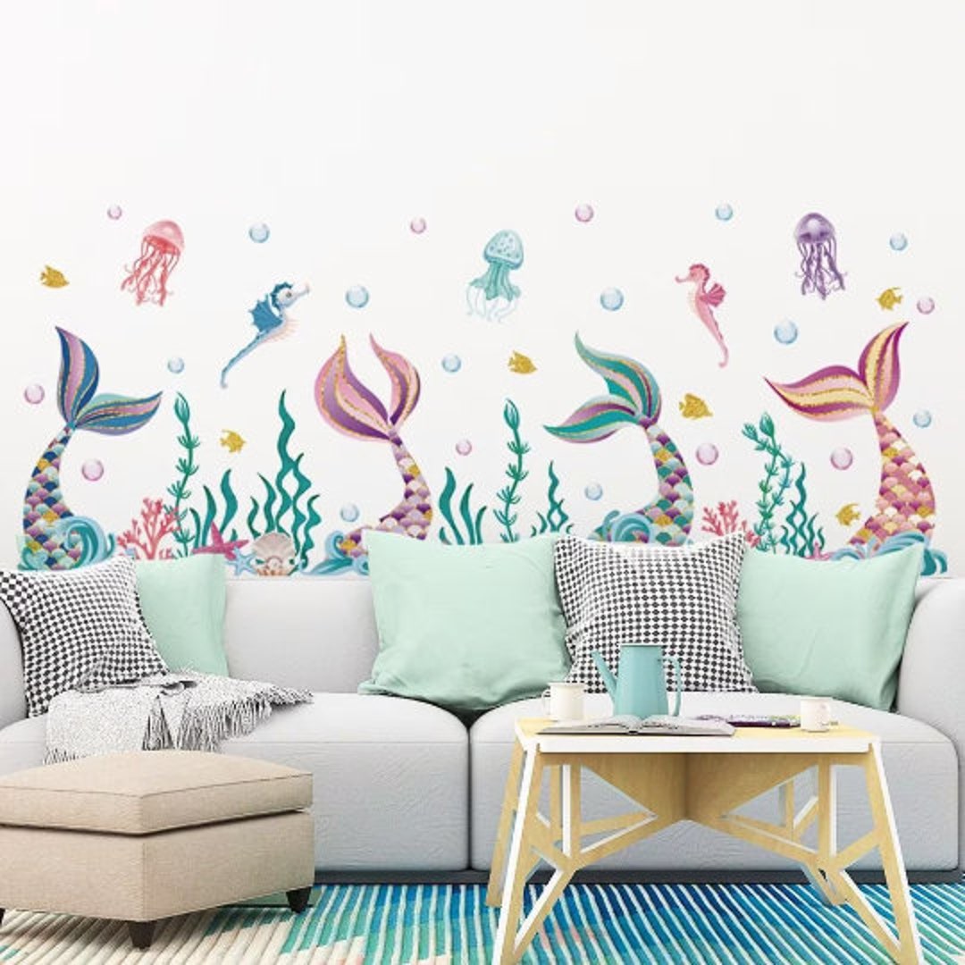 Mermaids and Sea Creatures Wall Decals Mermaids Nursery, Nautical Decal