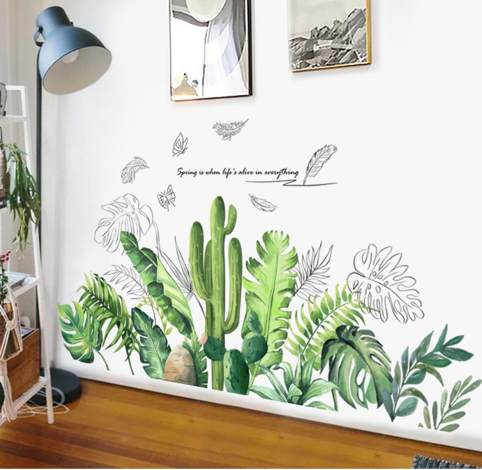 Tropical Green Plant Wall Stickers Green Landscape Etsy