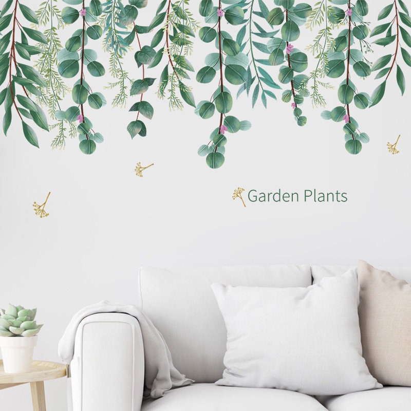 Green vine leaf wall sticker vine wall decal hanging branch Etsy