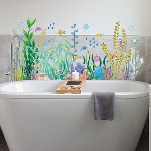 Underwater world seaweed plant wall stickers crab, turtle, fish decalsLiving room bedroom baby room personality decal