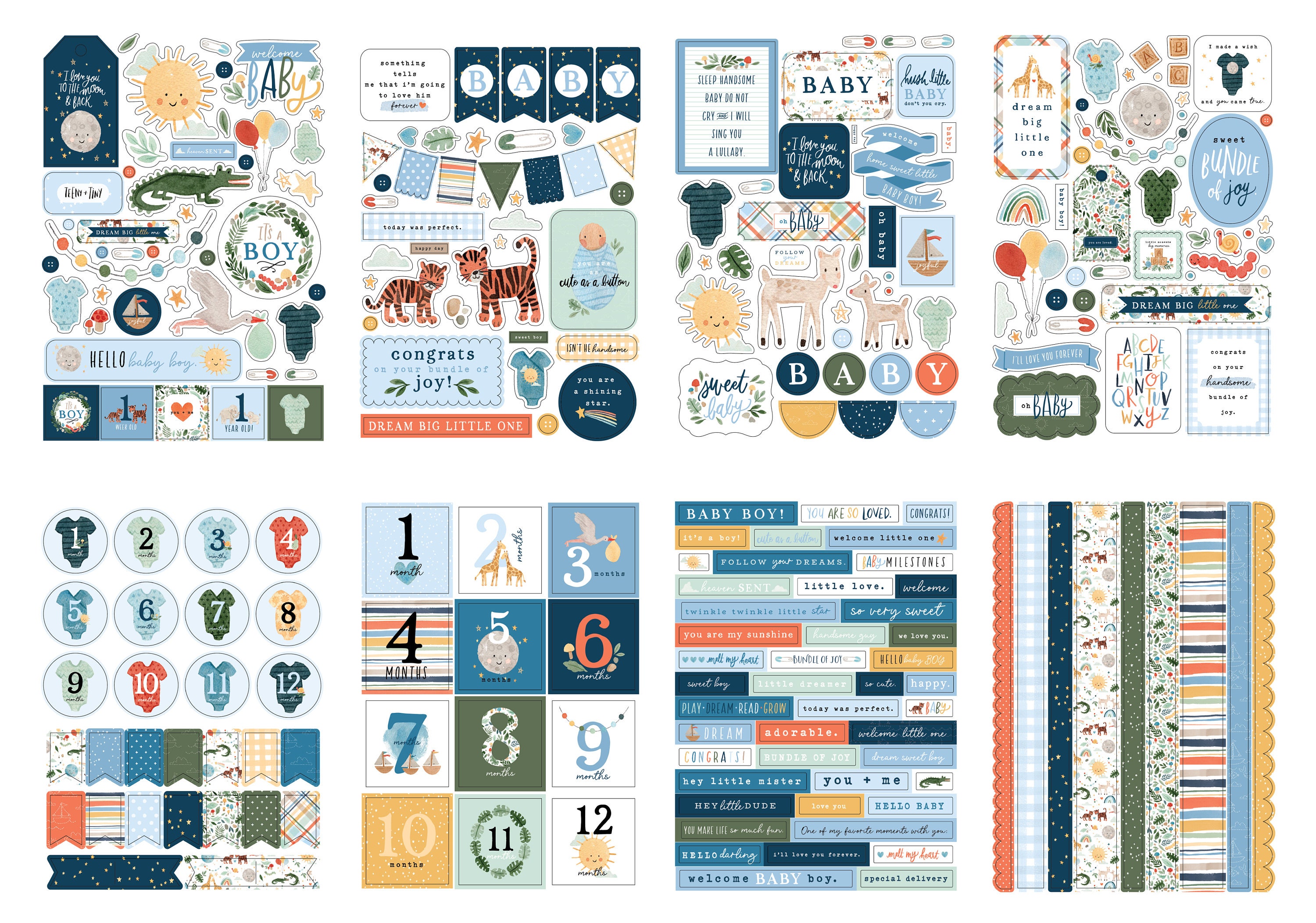 Baby Boy Scrapbook Stickers Baby Book Stickers Custom Baby | Etsy