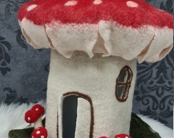 Fairy Desk Lamp, Felted Night Light, Bedside Table Wool Lamp, Mushroom Night Light, Felted Mushroom Night Lamp