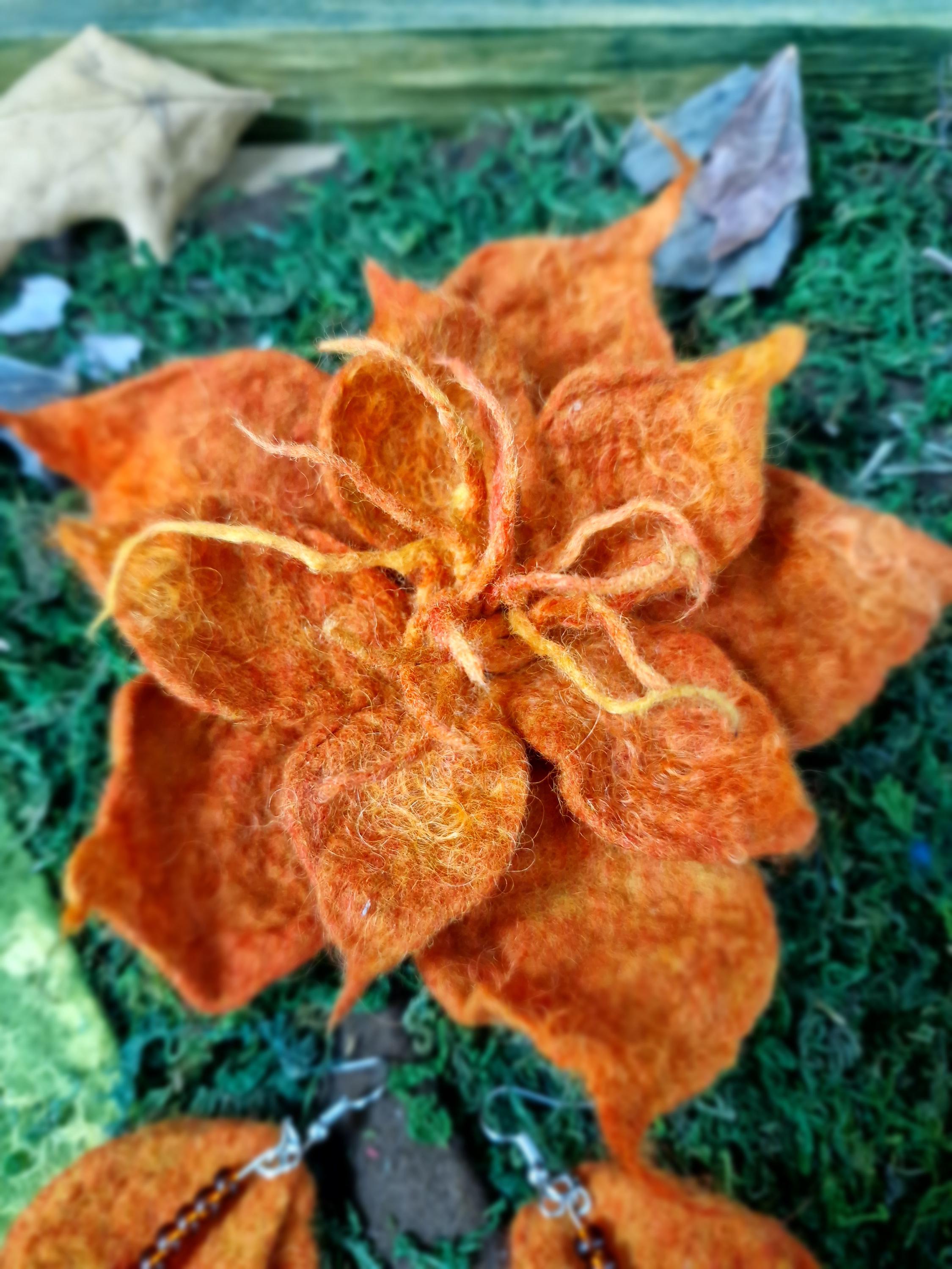 Sun Kissed Brooch, Wool Flower, Handmade Merino Brooch, Yellow Floral Brooch, Felted Brooch