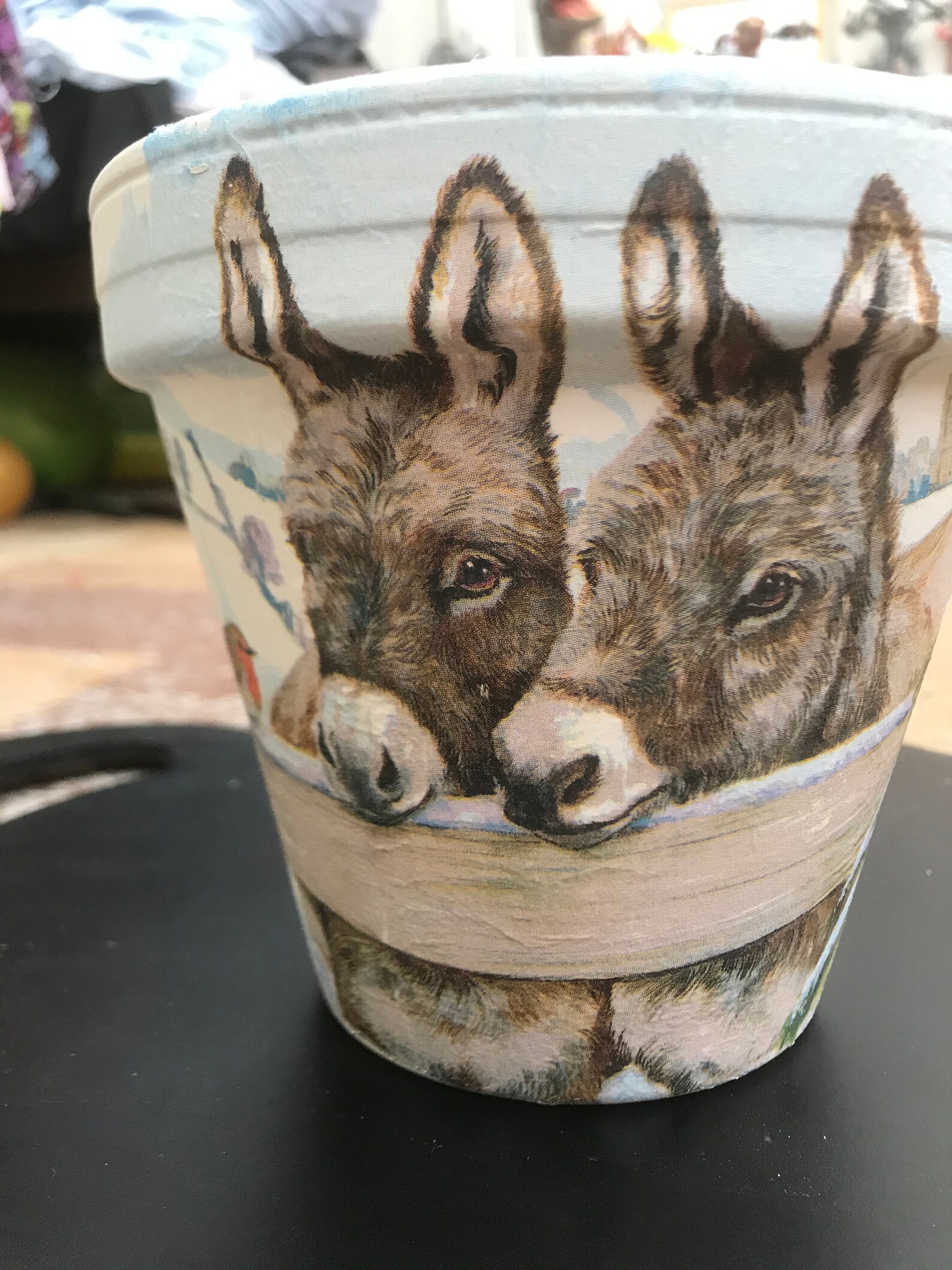 Donkey Plant Pot decoupaged Plant Pots Garden Gifts donkey Etsy UK