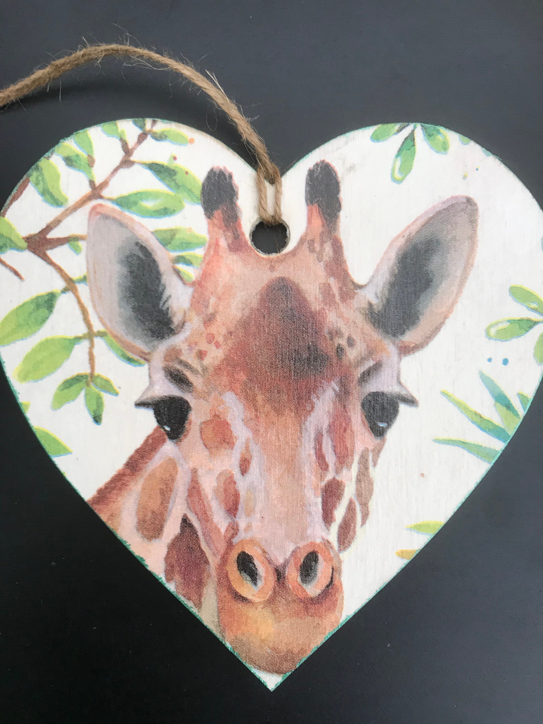 Giraffe hanging heart giraffe gifts wooden heart giraffe Etsy